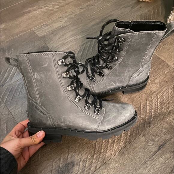 Sorel Lennox Lace Boot Quarry 5 NWOB Waterproof - Picture 1 of 6
